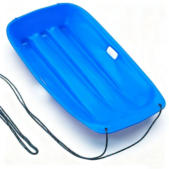 36 Inch Blue Snow Sled for Kids & Adults, High-Speed Downhill Toboggan with Pull Rope & Handles, for Winter Sports