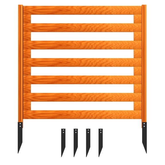 36 Inch Brown Wood Air Conditioner Fence Panels, 3 Panels Outdoor Privacy Screens, Equipment Enclosure with Metal Stakes for Trash Can, Yard, Deck, Outdoor