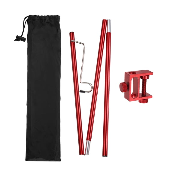 36 Inch Camping Lantern Stand Pole with 1 Hooks- Red 1 Set Portable Aluminum Tabletop Light Hanging Holder for Outdoor Camping Table (Ground Stake Not Included)