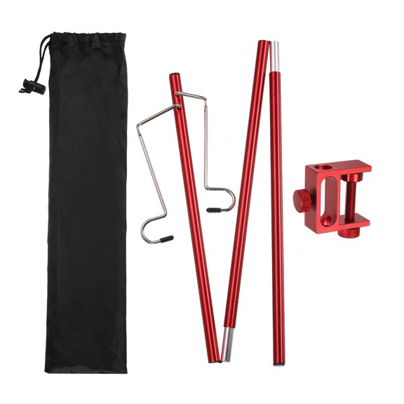 36 Inch Camping Lantern Stand Pole with 2 Hooks- Red 1 Set Portable Aluminum Tabletop Light Hanging Holder for Outdoor Camping Table (Ground Stake Not Included)