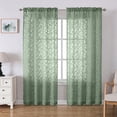 36 Inch Charcoal Grey Sheer Curtains 2 Panels Textured Jacquard Leaf ...