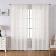 36 Inch Charcoal Grey Sheer Curtains 2 Panels Textured Jacquard Leaf ...