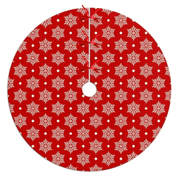 36 Inch Christmas Tree Skirt – Velvet Plush Tree Mat, Soft Thickened Polyester with Red Ties, Single-Sided Printing, Available in 30in/36in/48in, Perfect for Holiday Xmas Tree Decoration