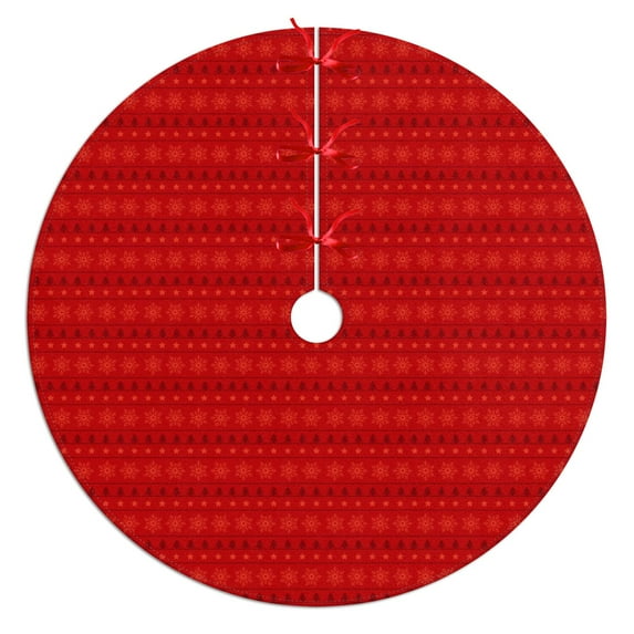 36 Inch Christmas Tree Skirt – Velvet Plush Tree Mat, Soft Thickened Polyester with Red Ties, Single-Sided Printing, Available in 30in/36in/48in, Perfect for Holiday Xmas Tree Decoration