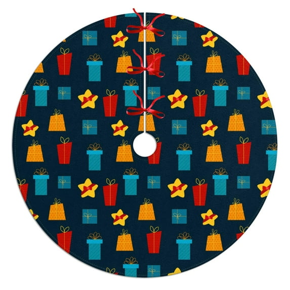 36 Inch Christmas Tree Skirt – Velvet Plush Tree Mat, Soft Thickened Polyester with Red Ties, Single-Sided Printing, Available in 30in/36in/48in, Perfect for Holiday Xmas Tree Decoration