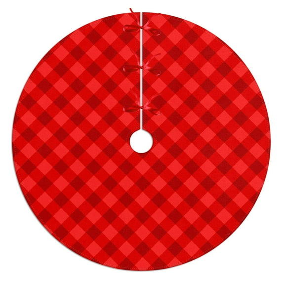 36 Inch Christmas Tree Skirt – Velvet Plush Tree Mat, Soft Thickened Polyester with Red Ties, Single-Sided Printing, Available in 30in/36in/48in, Perfect for Holiday Xmas Tree Decoration