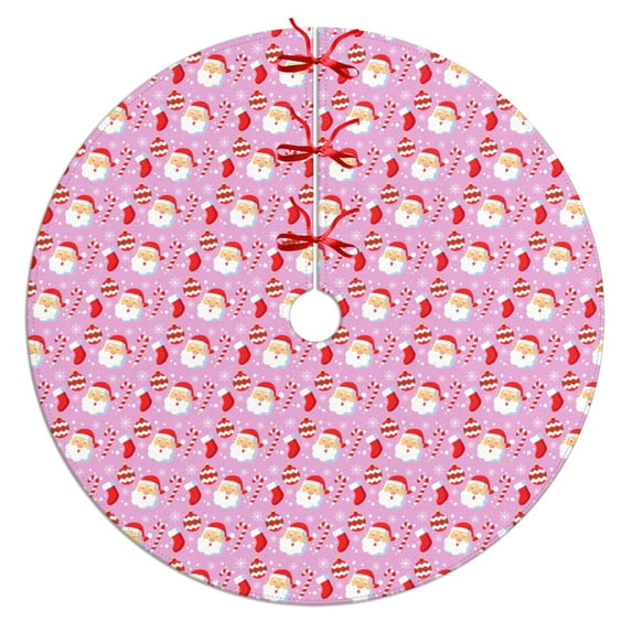 36 Inch Christmas Tree Skirt – Velvet Plush Tree Mat, Soft Thickened Polyester with Red Ties, Single-Sided Printing, Available in 30in/36in/48in, Perfect for Holiday Xmas Tree Decoration
