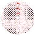 thumbnail image 1 of 36 Inch Christmas Tree Skirt – Velvet Plush Tree Mat, Soft Thickened Polyester with Red Ties, Single-Sided Printing, Available in 30in/36in/48in, Perfect for Holiday Xmas Tree Decoration, 1 of 7