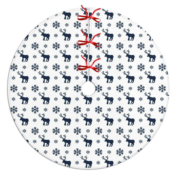 36 Inch Christmas Tree Skirt – Velvet Plush Tree Mat, Soft Thickened Polyester with Red Ties, Single-Sided Printing, Available in 30in/36in/48in, Perfect for Holiday Xmas Tree Decoration