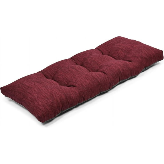 36 Inch Classic Solid Color Bench Cushion with Ties, Super Soft Indoor Outdoor Rectangle Bench Seat Cushion Standard Size Foam Pad with Non-Slip Bottom - One Pad Only (Red, 36x15x3in)