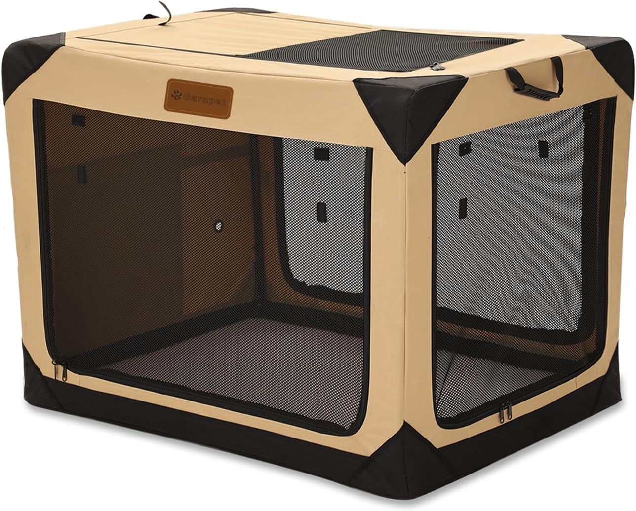 36 Inch Collapsible Soft Dog Crate for Large Dogs, 4-Door Foldable ... - Extra Large Soft Sided Dog Crate For Large Dog