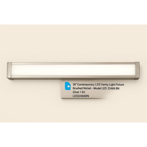 36 Inch Contemporary LED Bath Vanity Light Fixture, Model LED-22466 BN, Brushed Nickel Finish, Modern Bathroom Lighting Over Mirror, Energy Efficient LED, Heavy-Duty Over 1 LB LED22466BN