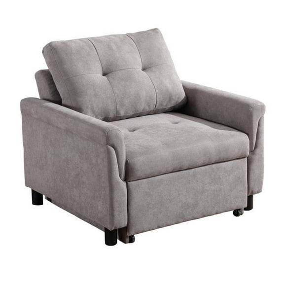 Benjara BM287622 36 in. Convertible Armchair Lounger with Padded Seats & Back - Light Gray