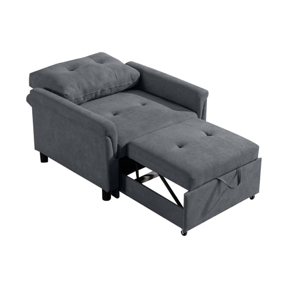 Benjara 36" Convertible Armchair with Padded Seats & Back- Modern- Dark Gray