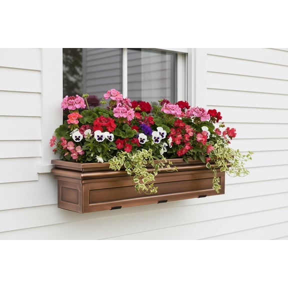 36 Inch Copper Finish Window Box Planter with  for Outdoor Flower Display