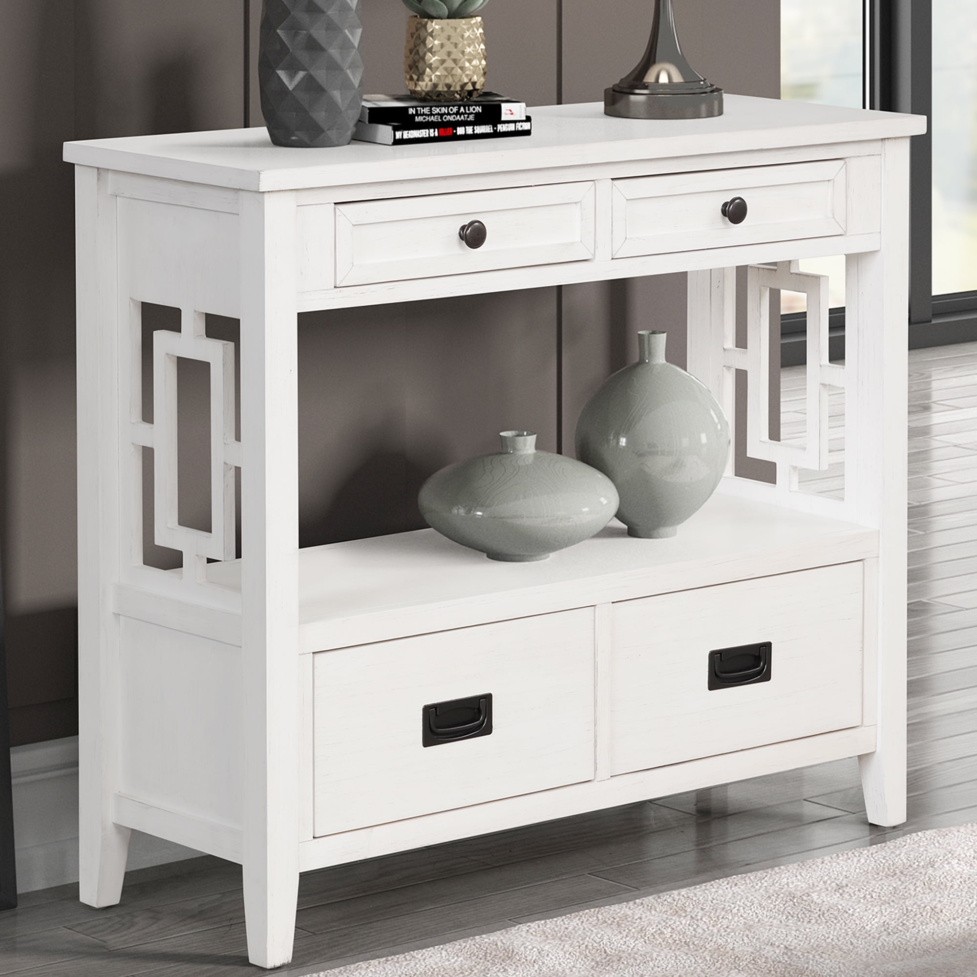 36 inch console table with drawers discount