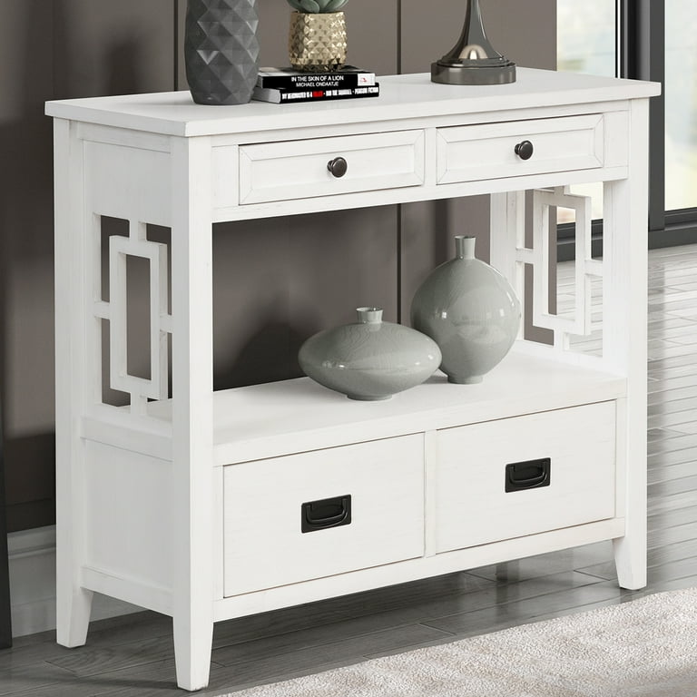 White wood console table discount