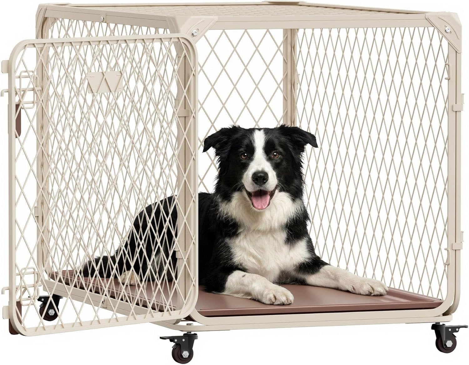 Gallery Detail: 36 Inch Crate With Lockable Wheel Mesh Metal Kennel Cage