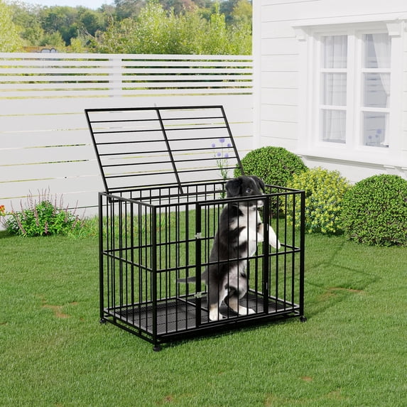 36 Inch Dog Crate for Small Sized Dogs, Heavy Duty Stainless Steel Dog Kennel Indoor Escape Proof with Wheels and Removable Tray, Extra Small Indestructible Dog Cage Stackable for High Anxiety Dogs