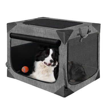 36 Inch Dog Crates,Collapsible Soft Dog Crate for Large Dogs, Chew Proof Mesh Window 3 Door Design, Indoor & Outdoor Portable Travel Dog Crate(Dark Gray)
