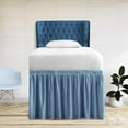 thumbnail image 1 of 36 Inch Drop Full XL Size Dorm Bed Mediterranean Blue Solid Bed Skirt Lightweight Ruffled Pattern Split Corner Premium Hotal Quality With Flexible Elastic & Fade Resistent, 1 of 7