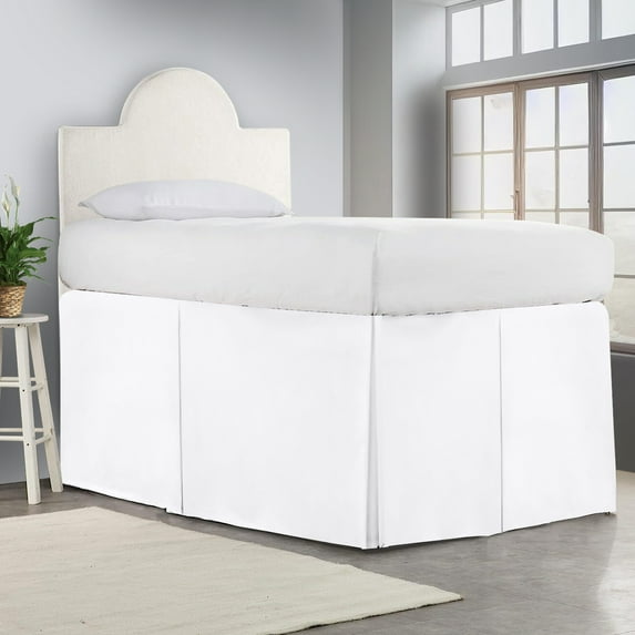 36 Inch Drop Full XL Size Dorm Bed White Solid Bed Skirt Lightweight Pleated Pattern Split Corner Premium Hotal Quality With Flexible Elastic & Fade Resistent