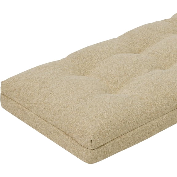 36 Inch Dual-Layer Patent Design Memory Foam Bench Cushion, Non-Slip Indoor Bench Cushion Standard Size Foam Pad with Machine Washable Cover (Beige, 36x15x3in)
