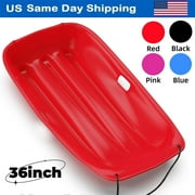 36 Inch Durable Downhill Sprinter Toboggan Snow Sled for Kids Boys Girls Adults with Built-in Handles and Pulling Rope - Red