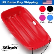 36 Inch Durable Downhill Sprinter Toboggan Snow Sled for Kids Boys Girls Adults with Built-in Handles and Pulling Rope - Red