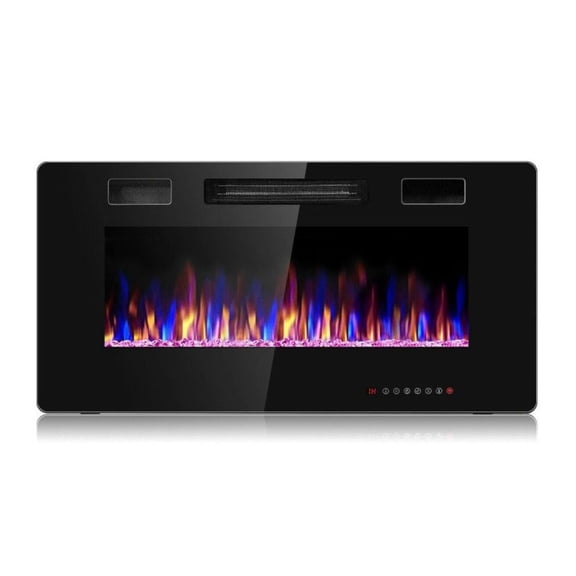 36 Inch Electric Fireplace Wall Mounted, 1500W Modern Fireplace Heater with 12 Flame Colors, ETL Certified, Remote Control, Timer, Black