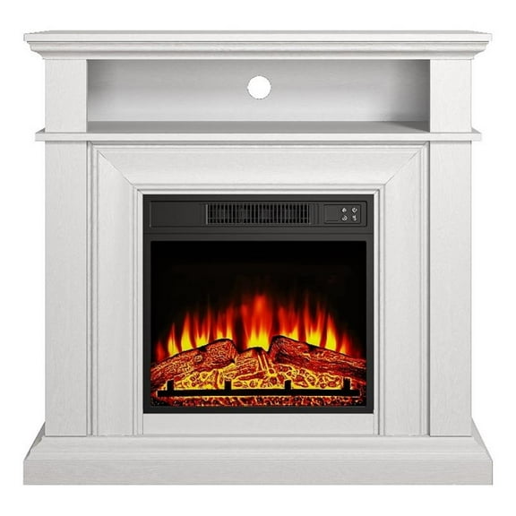36-Inch Electric Fireplace with Mantel & Wood Finish -White