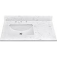 thumbnail image 1 of 36 Inch Engineered Stone Vanity Top, Carrara White Vanity Sink Top with Rectangular Undermount Left Side Sink, 8 Inch Faucet Hole Spread with Backsplash Bathroom Countertop, 1 of 6