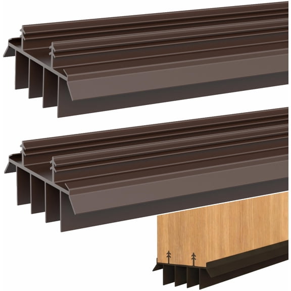 36 Inch Exterior Door Sweep, Brown, 2 Pack, Draft Stopper and Rodent Proof Weather Stripping