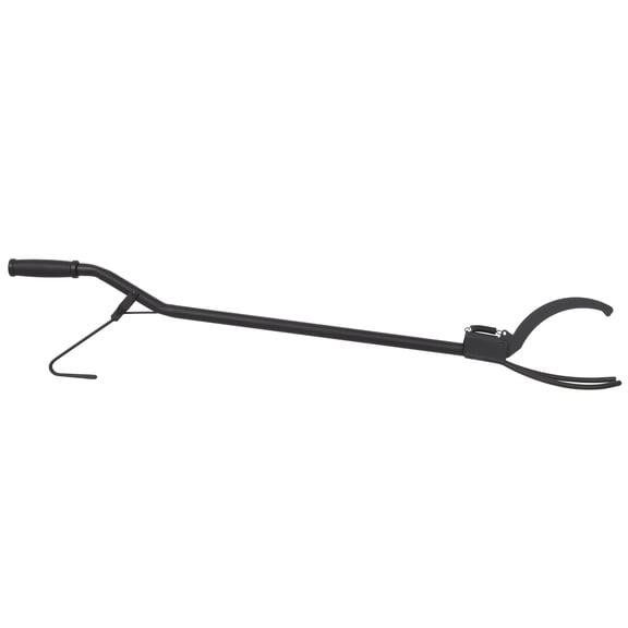 36 Inch Fire Log Grabber with Spring Handle & 3 Prong, Fireplace Tongs for Campfire Fire Pit, Black Steel Poker Tool