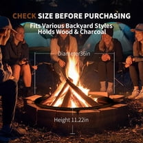 36 Inch Fire Pit Ring, Large Fire Pit for Outside Wood Burning, Fire Pits & Outdoor Fireplaces with High-Temperature Coating for Backyard, Bonfire, Camping, Beach (3x3 FT)