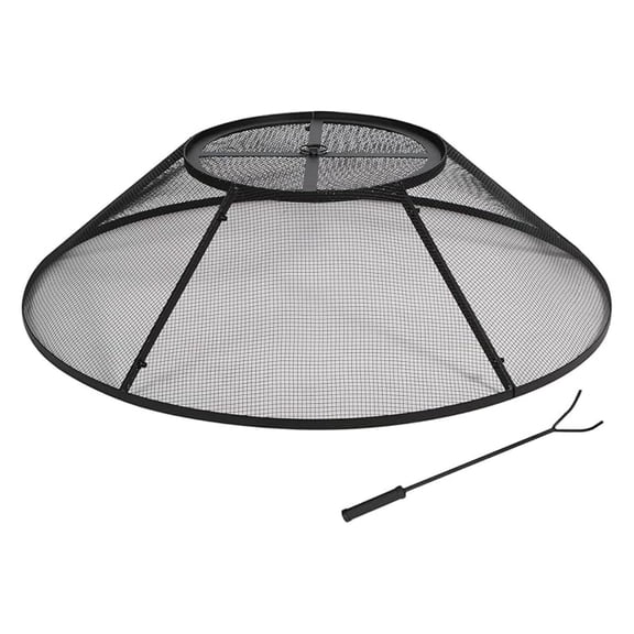 36 Inch Fire Pit Screen, Round Mesh Spark Cover, Collapsible Iron Firepit Lid for Outdoor Patio, Backyard, Camping, Black