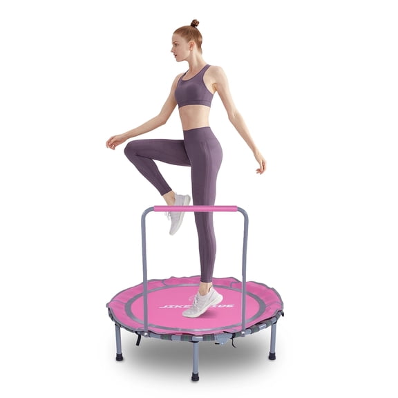 TECHSPORT 36" Fitness Trampoline for Adults, Quiet Mini Rebounder with Silent Elastic Ropes for Home Cardio Workout, Pink