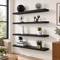 36 Inch Floating Shelves For Wall Rustic Black Wood Bedroom Set Of 4 ...