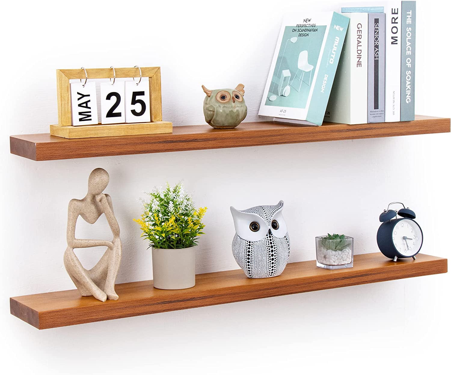 36 Inch Floating Shelves Set Of 2 Solid Acacia Wood Shelves For Wall Decor And Storage Wall 4092