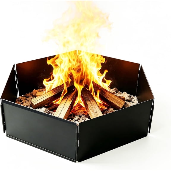 36 Inch Foldable Fire Pit Ring, Heavy Duty Steel Fire Ring Liner Insert for Outdoor DIY Campfire Above or In-Ground, Anti-Rust Firepit for Backyard Camping Patio Bonfire