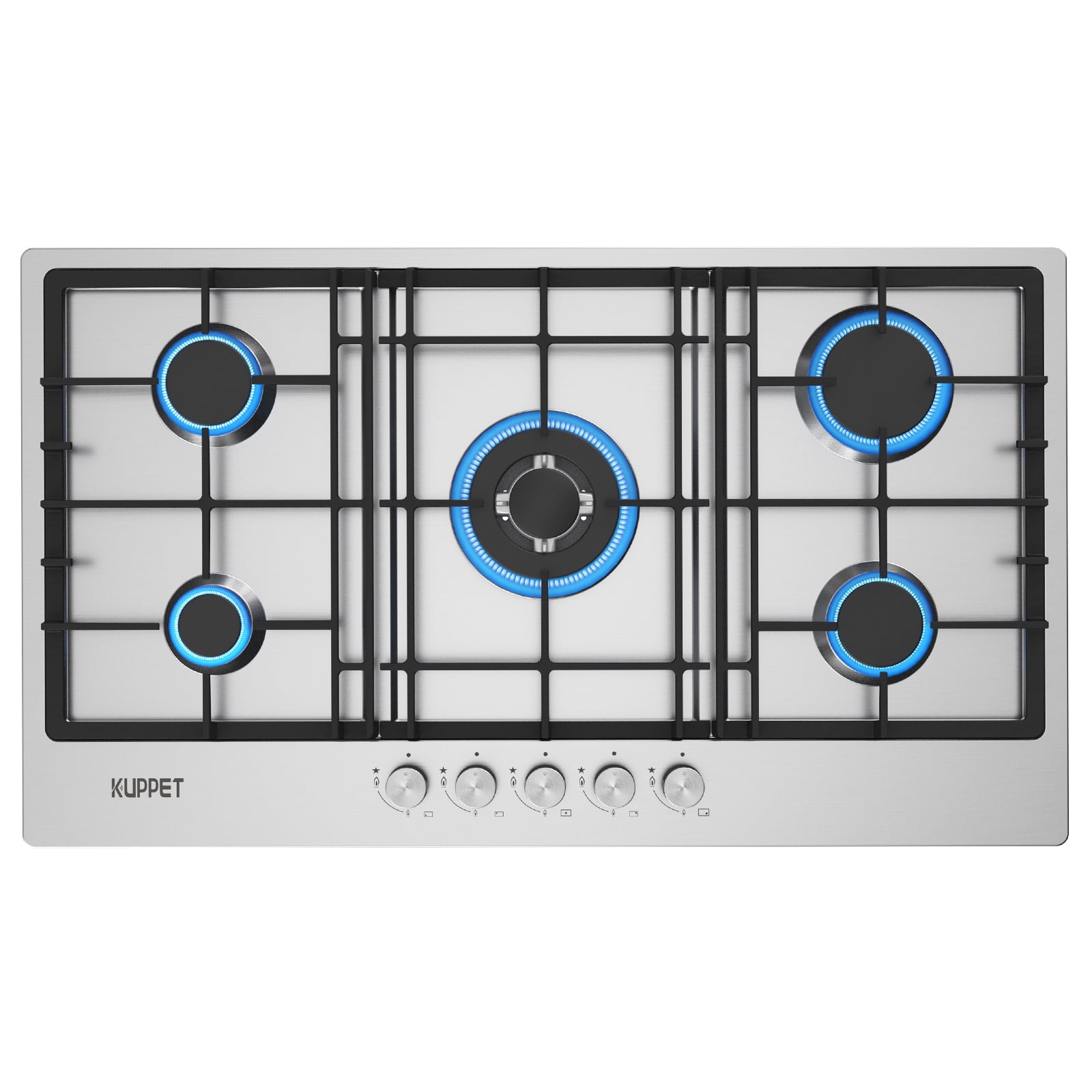 36 Inch Gas Cooktop, KUPPET QM5711 Gas Stove Cooktop with 5 Italy Sabaf