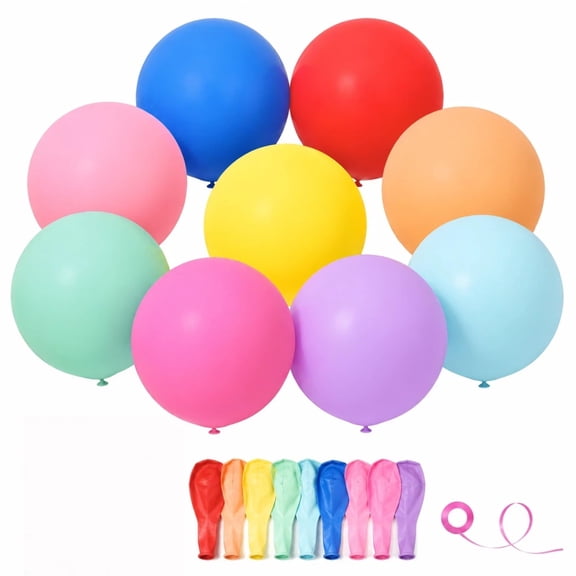 36 Inch Giant Balloons 10 Pack - Heavy Duty Latex Reusable
