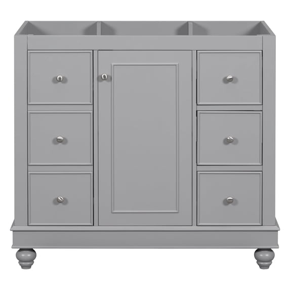 36-Inch Gray Bathroom Vanity,4 Drawers,1 Cabinet Door, Adjustable Shelf - Multi-Functional Storage - 36*18*34(Sink not included)