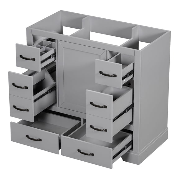 36 Inch Grey Modern Freestanding Bathroom Vanity Base without Sink Assembly Required