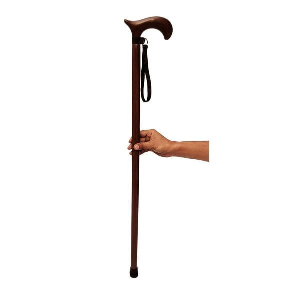 Handmade Wooden Walking Cane with Wrist Strap and Rubber Tip, Mobility Aid for Seniors
