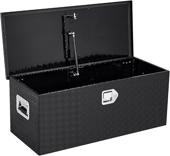 36 Inch Heavy Duty Aluminum Diamond Plate Tool Box Pick Up Truck Bed RV Trailer Toolbox Waterproof Square Storage Organizer with Side Handle, Lock and Keys -36"x 15"x 14", Black