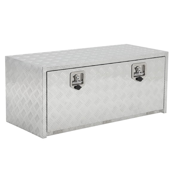 36 Inch Heavy Duty Aluminum Tool Underbody Box, Waterproof Square Truck Storage Organizer Chest for Pick Up Truck Bed, Rv Trailer