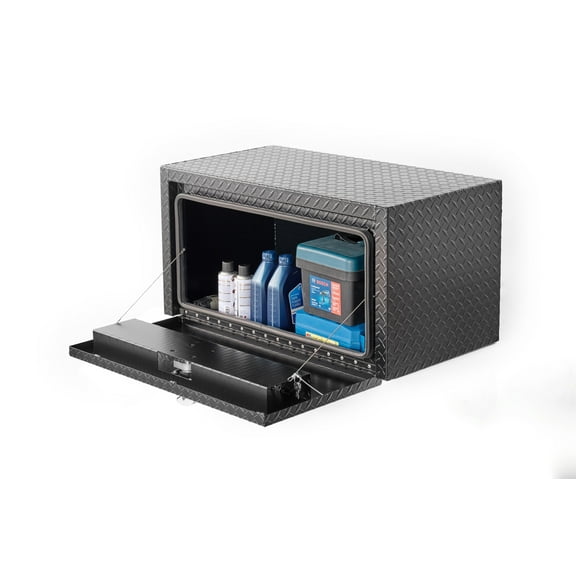 36-Inch Heavy Duty Aluminum Truck Tool Box with Waterproof Seal & Lock, Matte Black Finish, Thick Diamond-Thread Construction for Trailers & Flatbeds