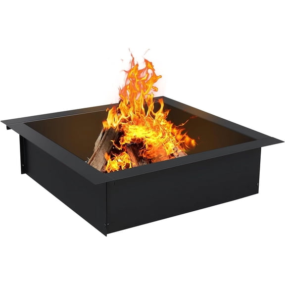 36-Inch Heavy Duty Fire Pit Ring Liner Insert for DIY Campfire, Above or In-Ground, Black