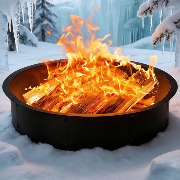 36-Inch Heavy Duty Smokeless Fire Pit Ring Insert, Portable In-Ground Campfire Steel Frame for Outdoor Backyard Bonfire, Camping and BBQ Essentials
